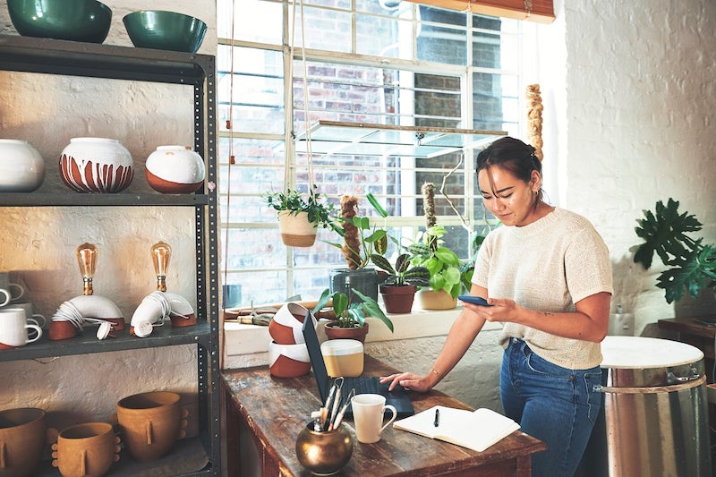 business owner woman on phone