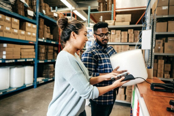 business owner completing a transaction