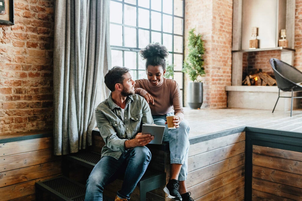 couple looking at account balance