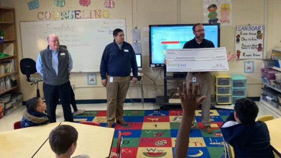 SouthEast Bank team members visit a local elementary classroom