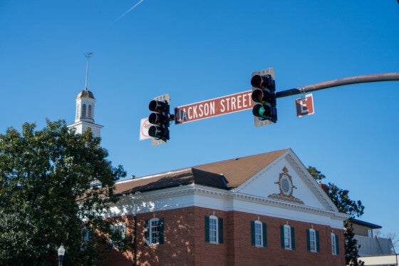 A small town community intersection